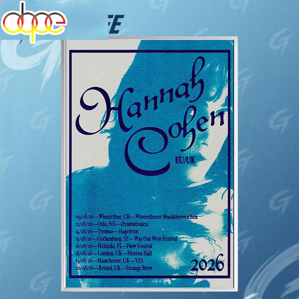 Hannah Cohen EU And UK Tour 2026 Poster Canvas