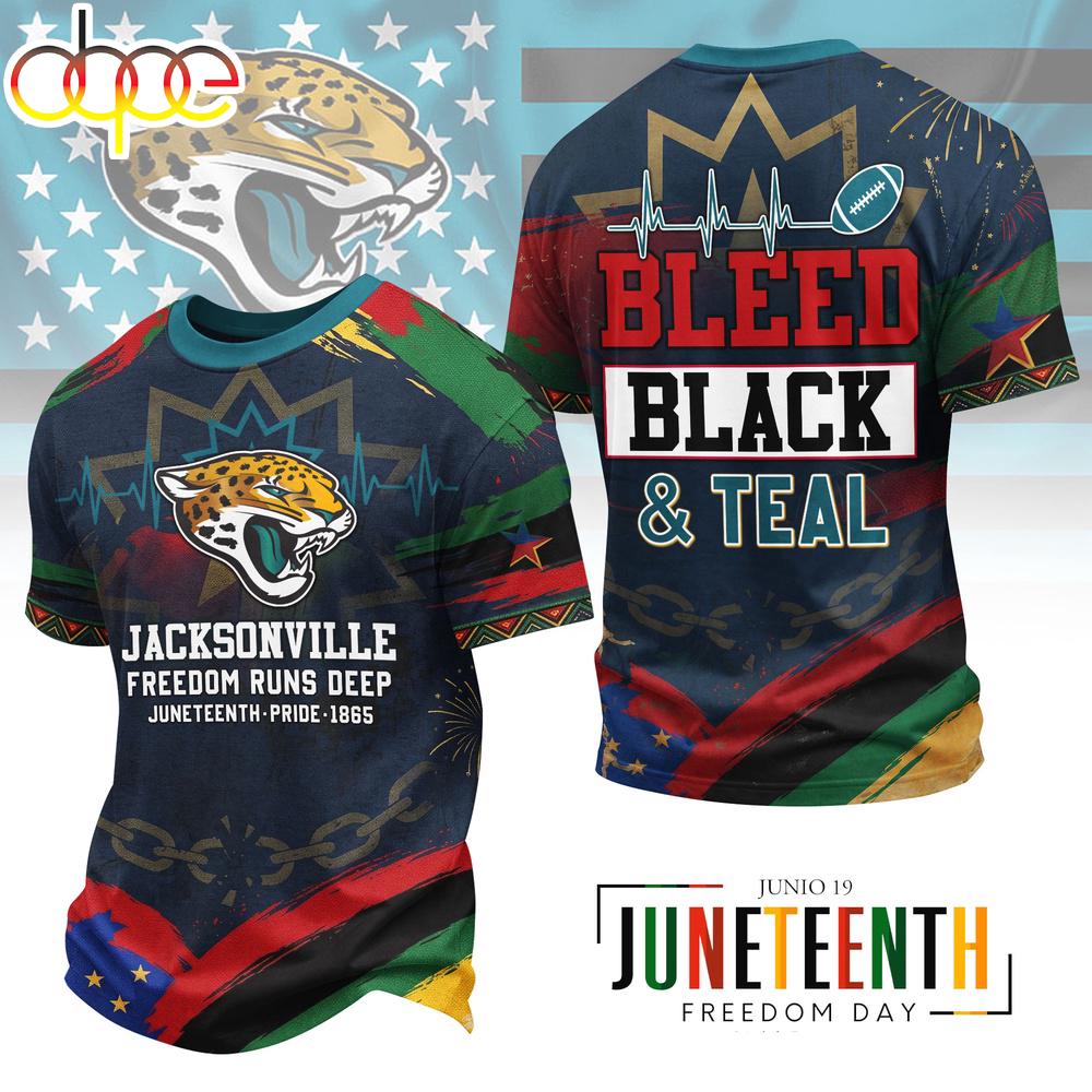 Jacksonville Jaguars NFL Juneteenth Freedom 3D T-Shirt