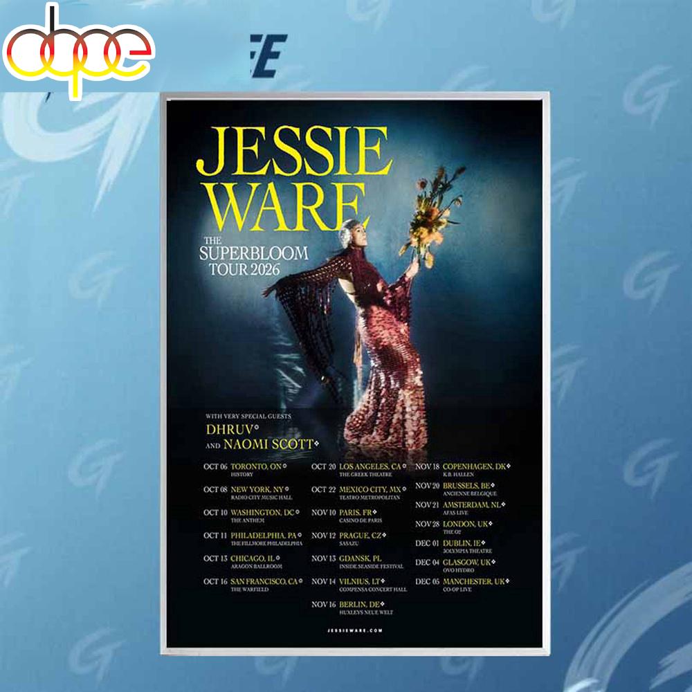 Jessie Ware The Superbloom Tour 2026 Poster Canvas