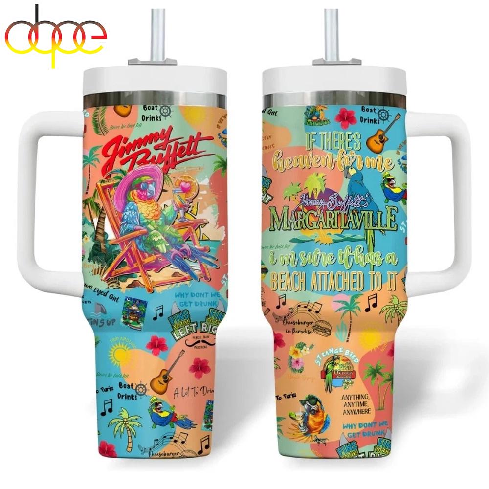 Jimmy Buffett Music Tumbler 40Oz With Handle