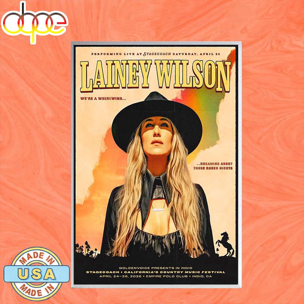 Lainey Wilson California Tour 2026 Poster Canvas