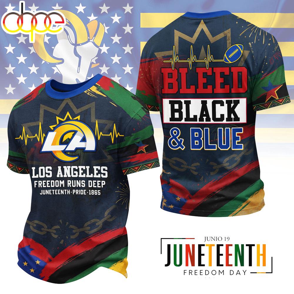 Los Angeles Rams NFL Juneteenth Freedom 3D T-Shirt