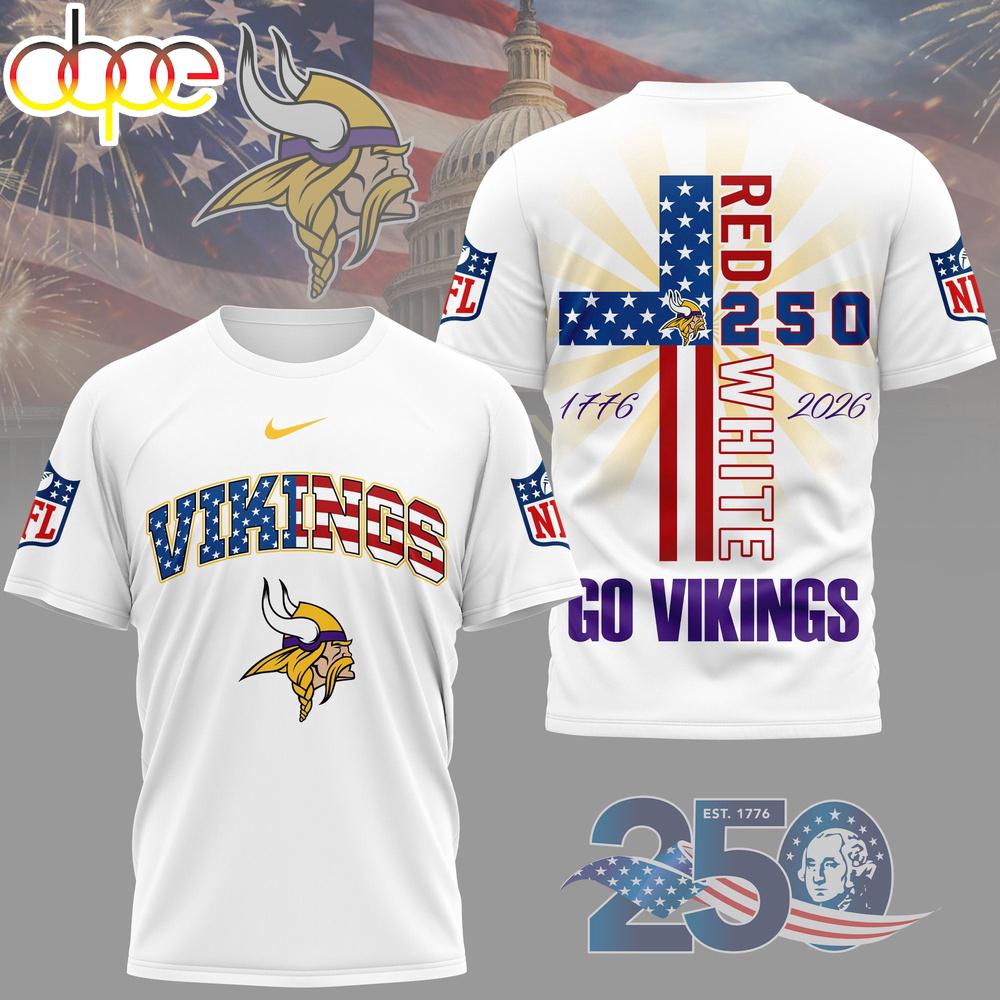Minnesota Vikings NFL America 250 3D T-Shirt