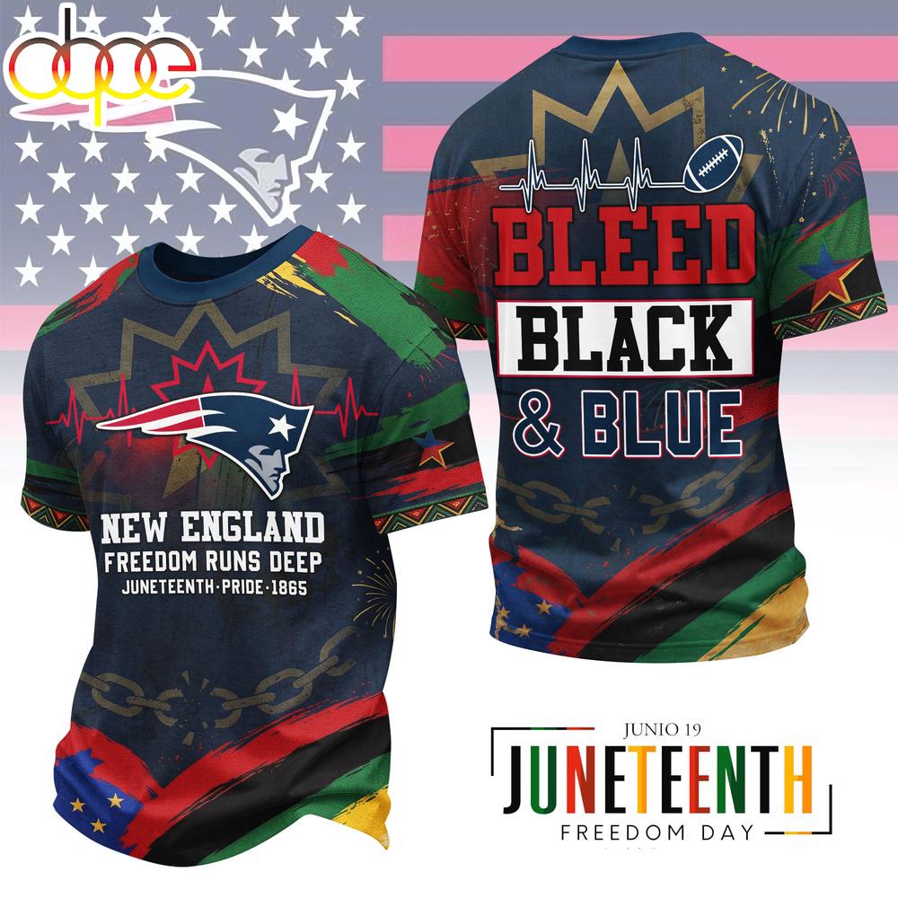New England Patriots NFL Juneteenth Freedom 3D T-Shirt