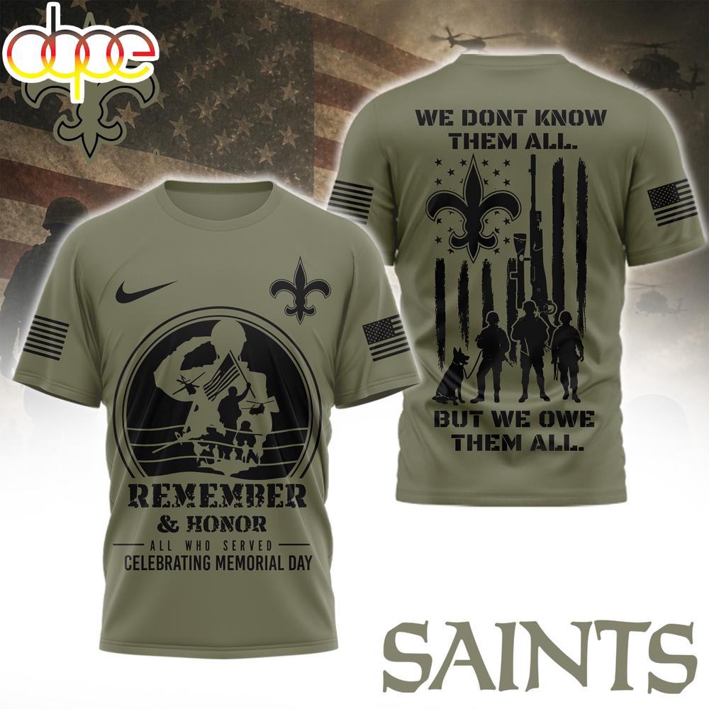 New Orleans Saints NFL Celebrating Memorial Day 3D T-Shirt