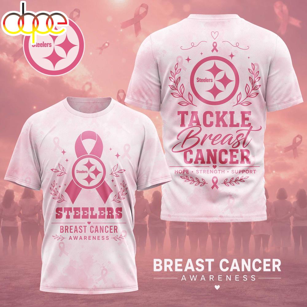 Pittsburgh Steelers NFL Hope Strength Support Breast Cancer 3D T-Shirt