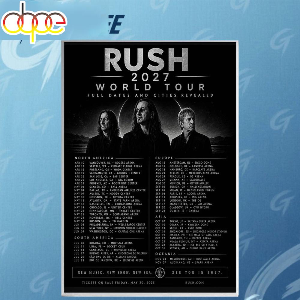 Rush 2027 World Tour Full Date And Cities Revealed Poster Canvas