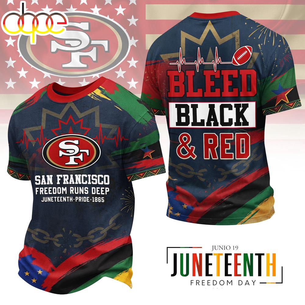 San Francisco 49ers NFL Juneteenth Freedom 3D T-Shirt