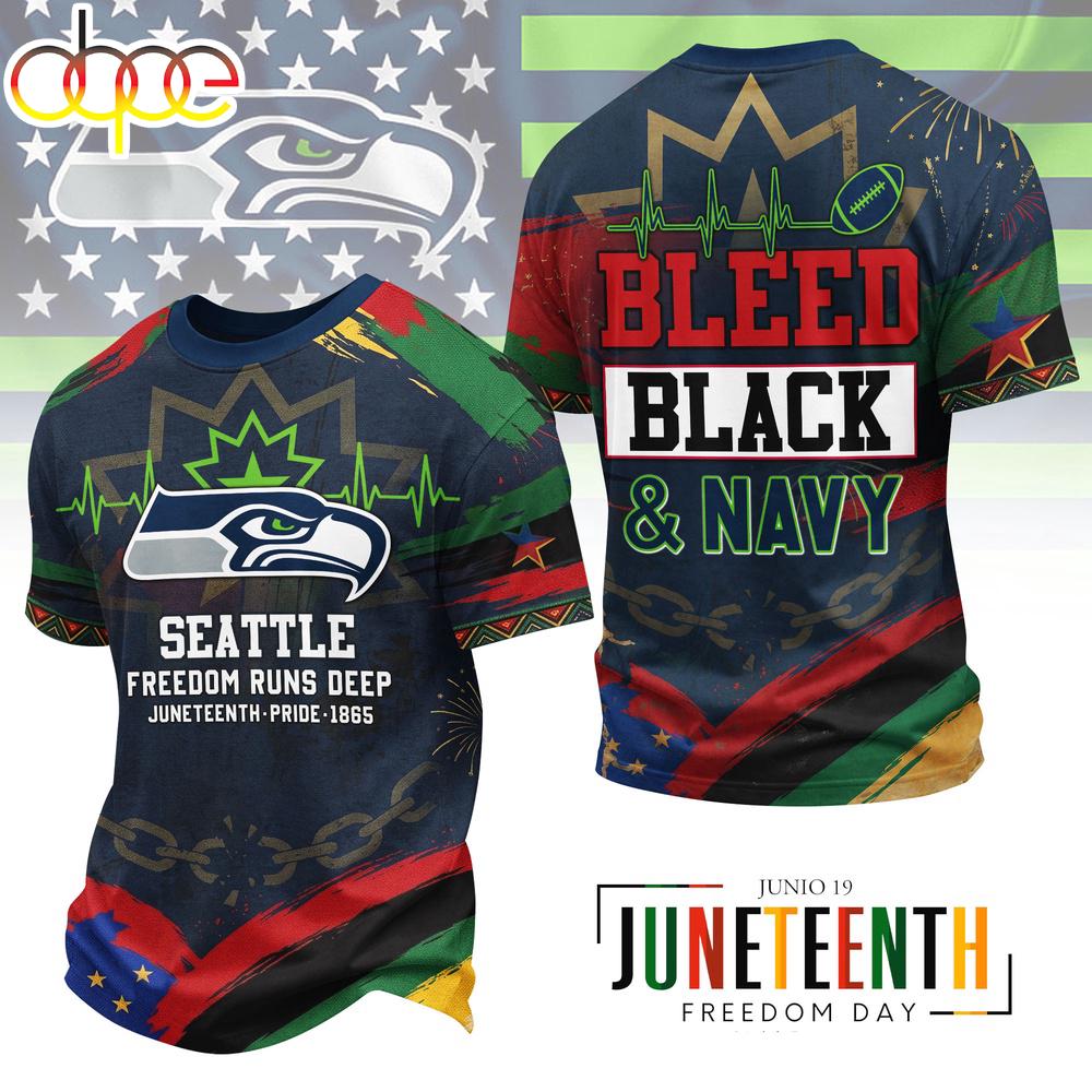 Seattle Seahawks NFL Juneteenth Freedom 3D T-Shirt