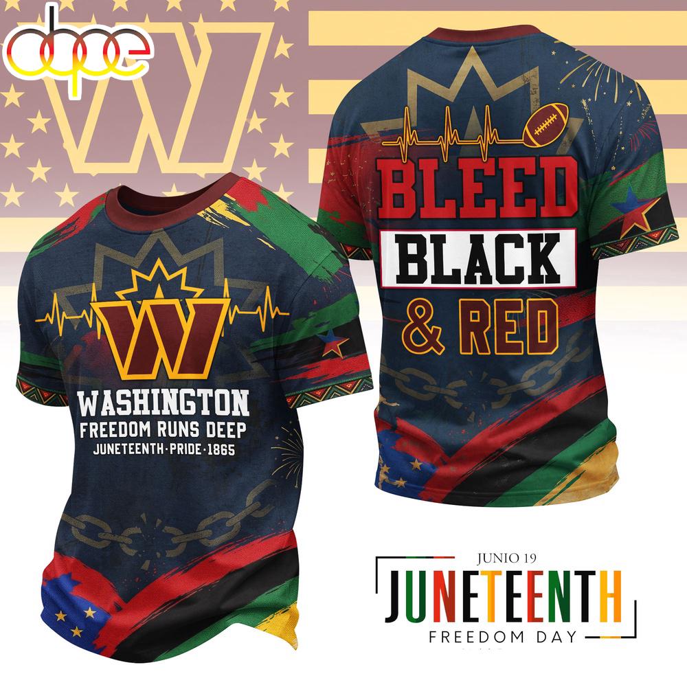 Washington Commanders NFL Juneteenth Freedom 3D T-Shirt