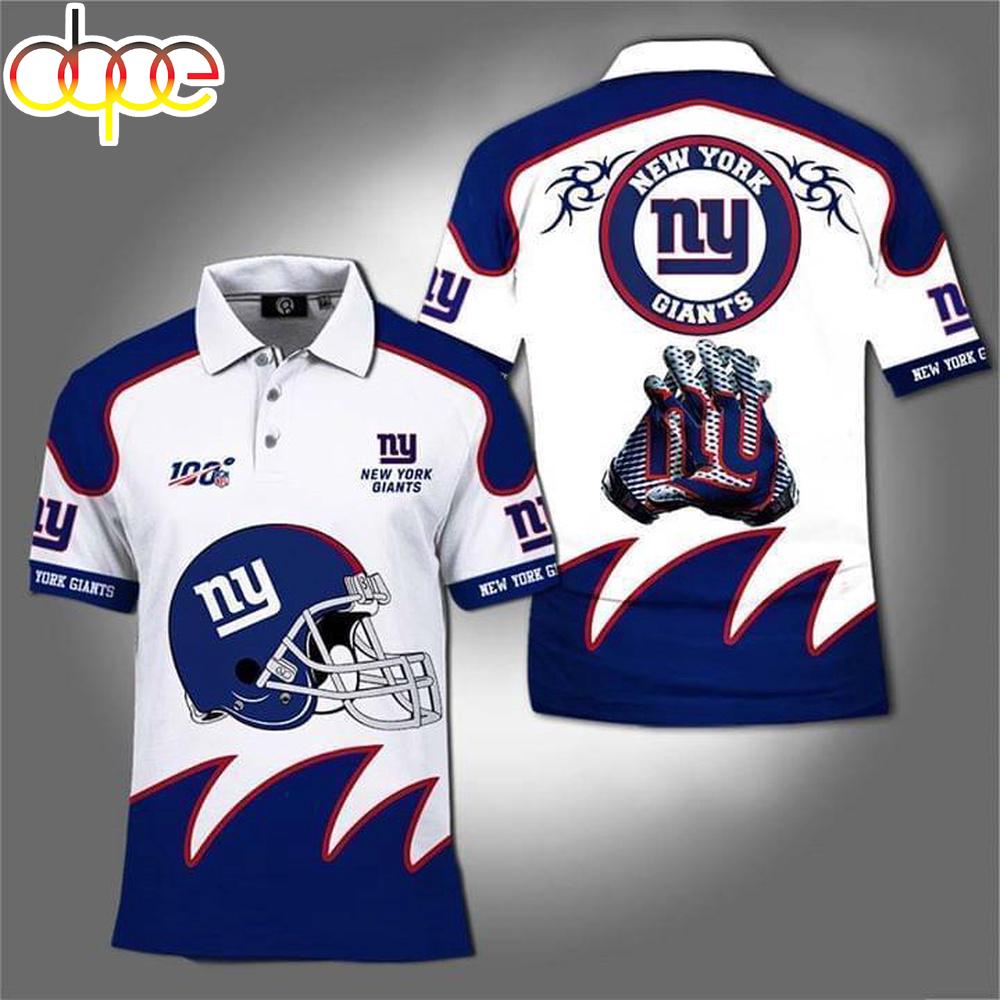 100th Nfl New York Giants For Giants Fan 3D Polo Shirt