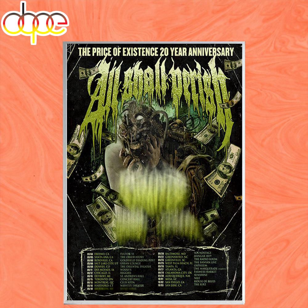 All Shall Perish Fall Tour 2026 Poster Canvas