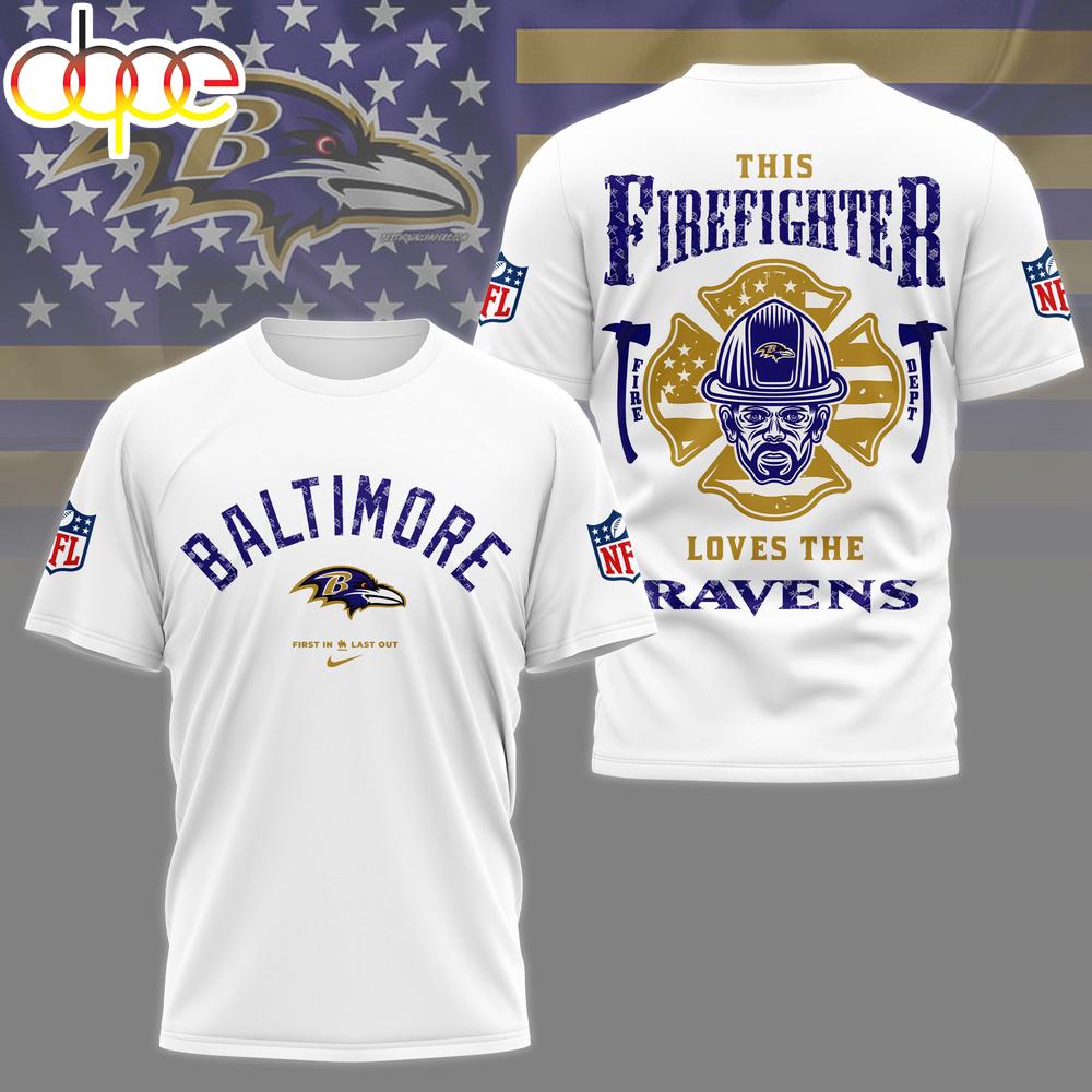 Baltimore Ravens NFL Firefighter Tribute 3D T-Shirt