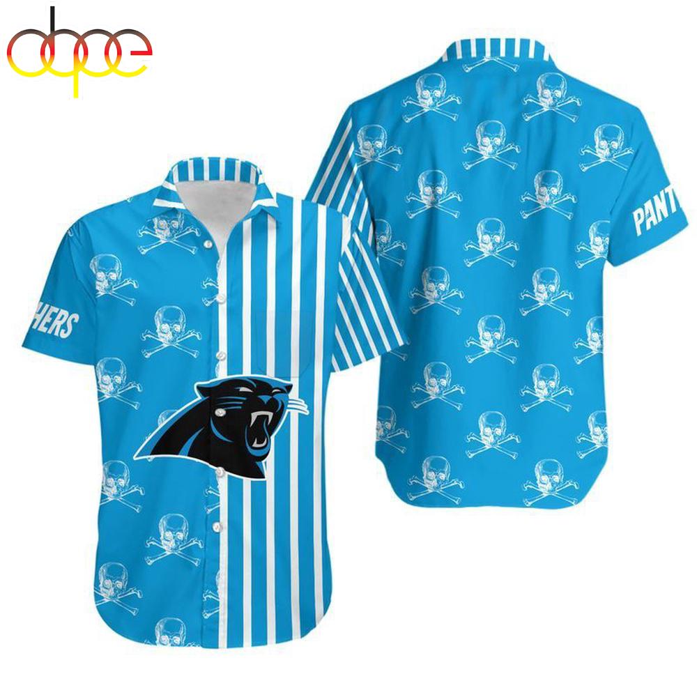 Carolina Panthers Stripes and Skull Hawaiian Shirt For Fans