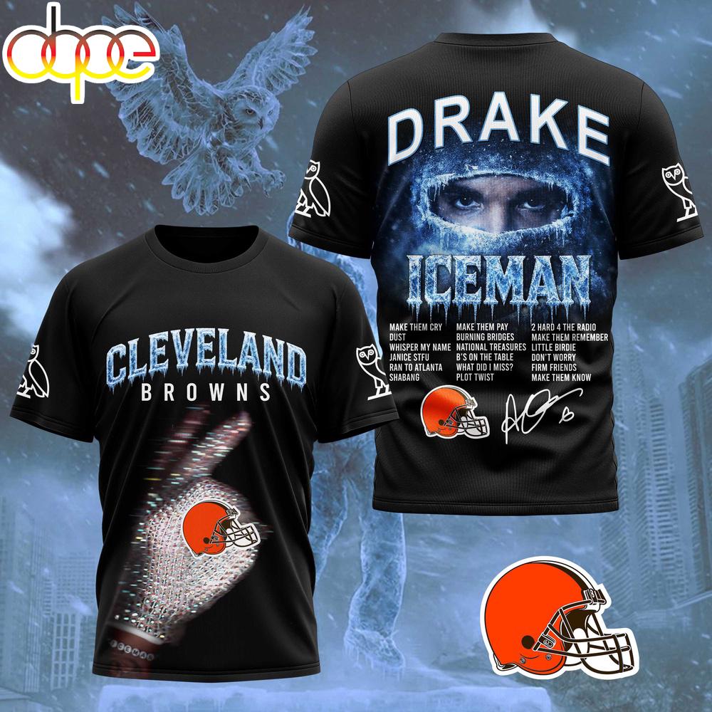 Cleveland Browns NFL Drake Ice Man 3D T-Shirt For Fans Cleveland Browns NFL Drake Ice Man 3D T-Shirt For Fans