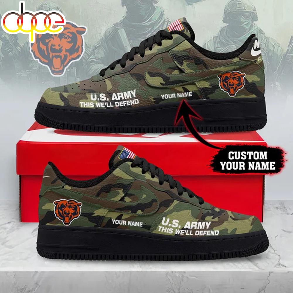 Custom Name Chicago Bears NFL US Army Air Force 1 Shoes For Fans