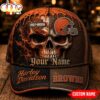 Custom Name Cleveland Browns NFL Harley Davidson Split Skull Classic Cap Custom Name Cleveland Browns NFL Harley Davidson Split Skull Classic Cap