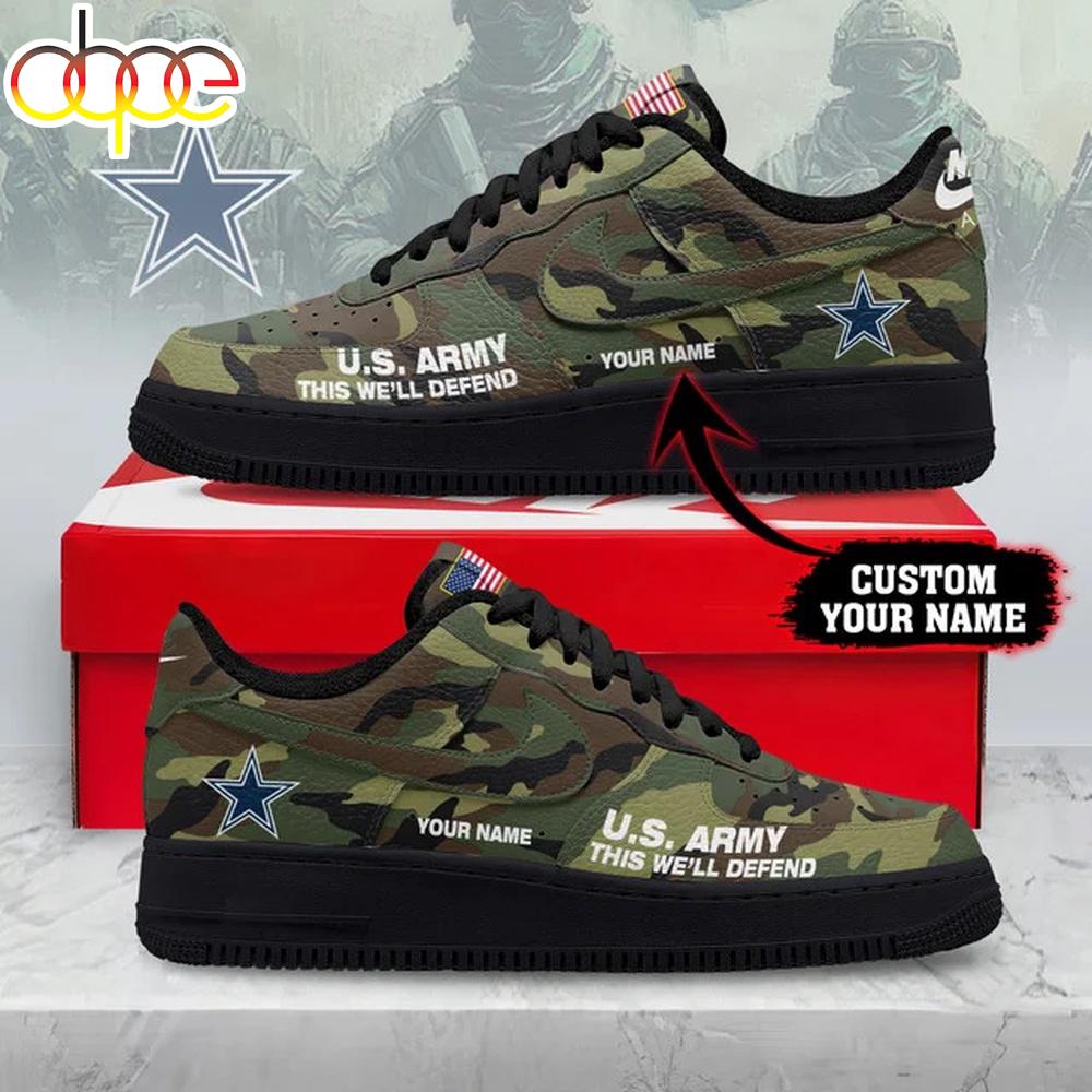 Custom Name Dallas Cowboys NFL US Army Air Force 1 Shoes For Fans