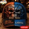 Custom Name Detroit Lions NFL Harley Davidson Split Skull Classic Cap Custom Name Detroit Lions NFL Harley Davidson Split Skull Classic Cap