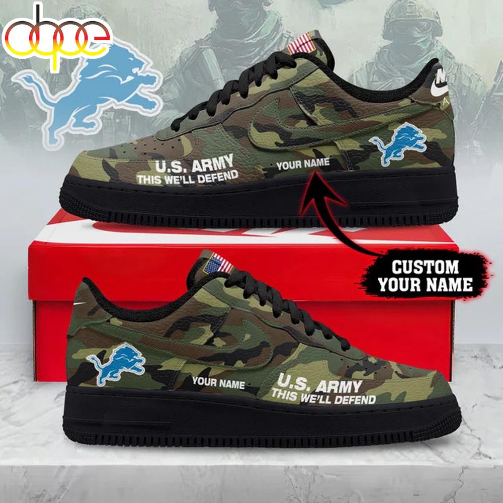 Custom Name Detroit Lions NFL US Army Air Force 1 Shoes For Fans
