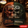 Custom Name Green Bay Packers NFL Harley Davidson Split Skull Classic Cap