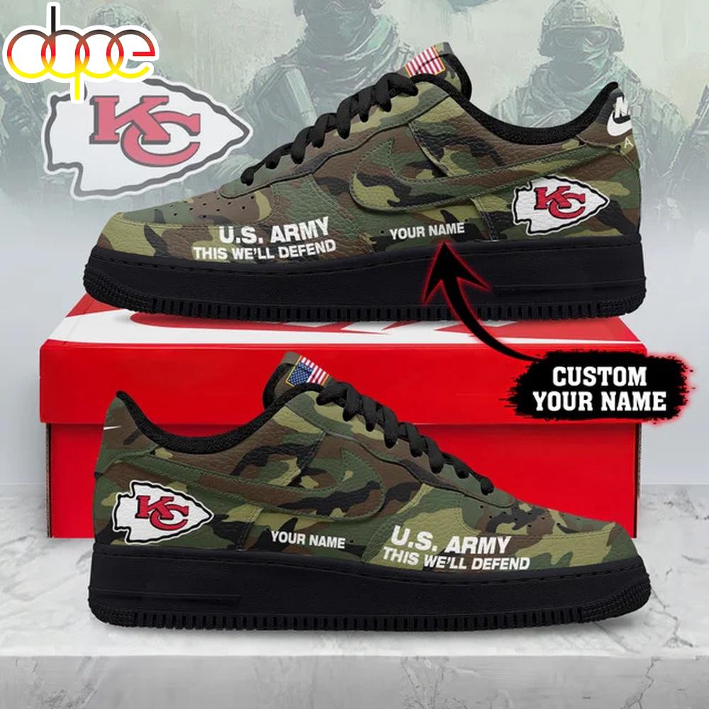 Custom Name Kansas City Chiefs NFL US Army Air Force 1 Shoes For Fans