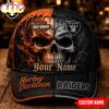 Custom Name Las Vegas Raiders NFL Harley Davidson Split Skull Classic Cap Custom Name Las Vegas Raiders NFL Harley Davidson Split Skull Classic Cap