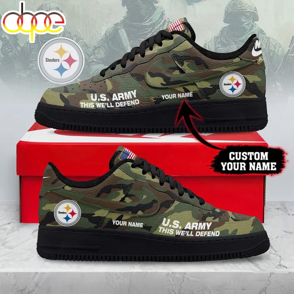 Custom Name Pittsburgh Steelers NFL US Army Air Force 1 Shoes For Fans