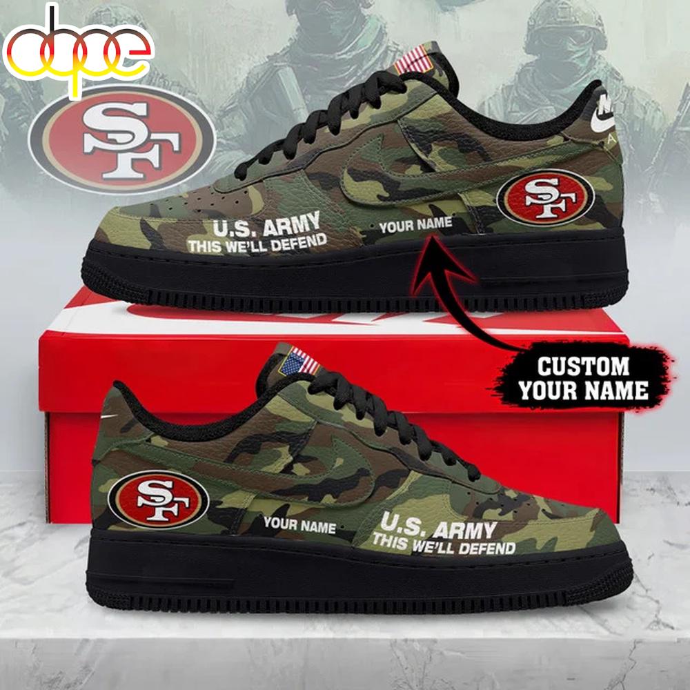 Custom Name San Francisco 49ers NFL US Army Air Force 1 Shoes For Fans