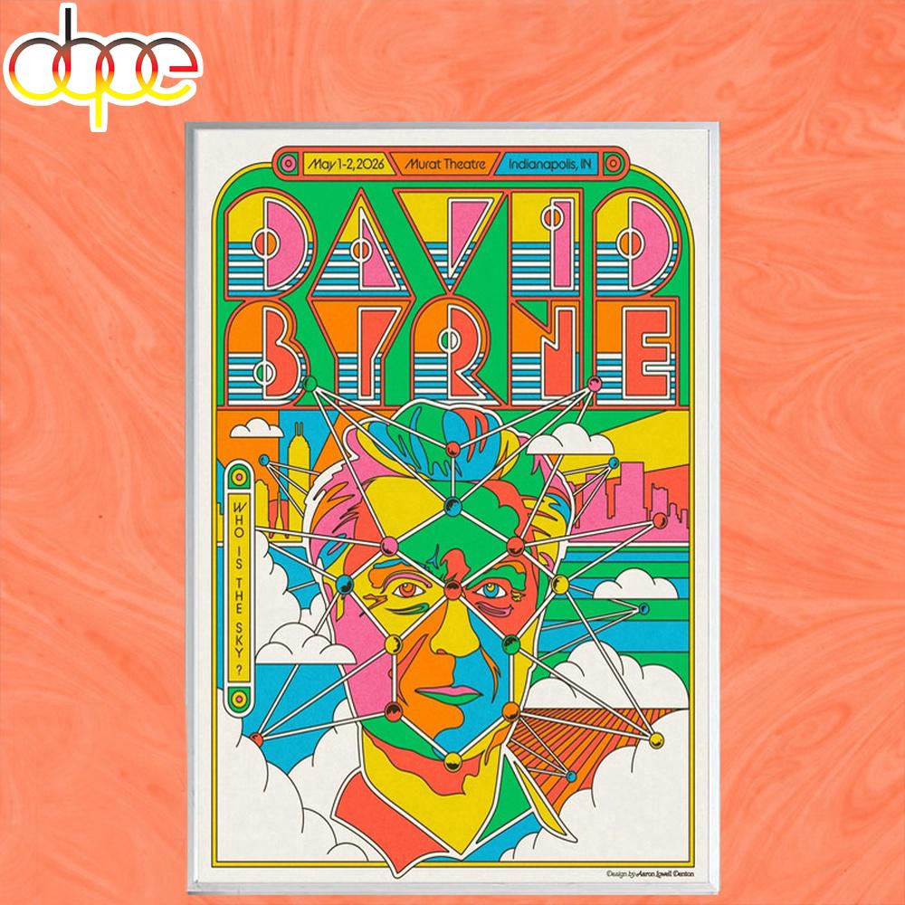 David Byrne Indianapolis Indiana World Tour 2026 Poster Canvas