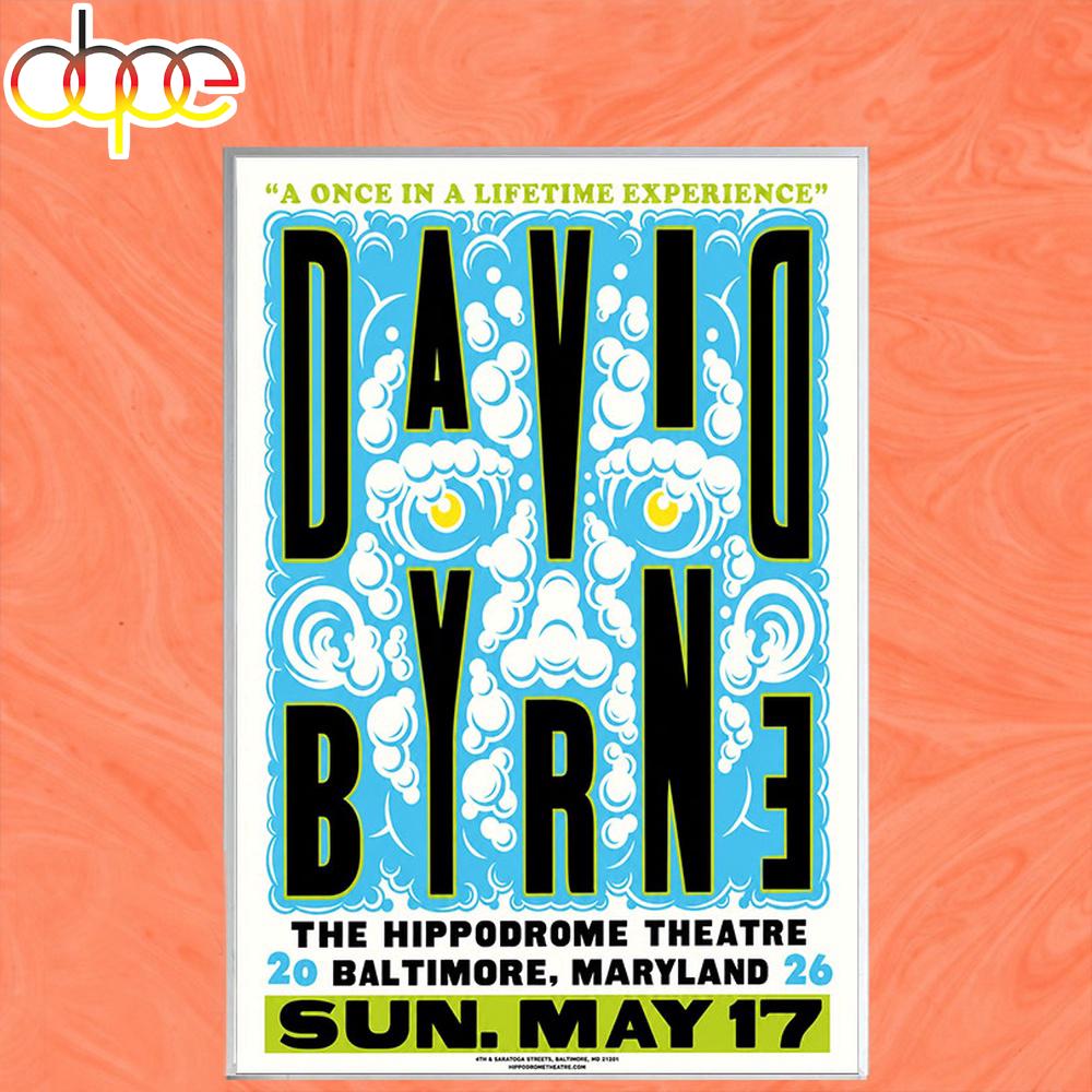 David Byrne May 17 2026 Hippodrome Theatre Baltimore MD Show Poster Canvas