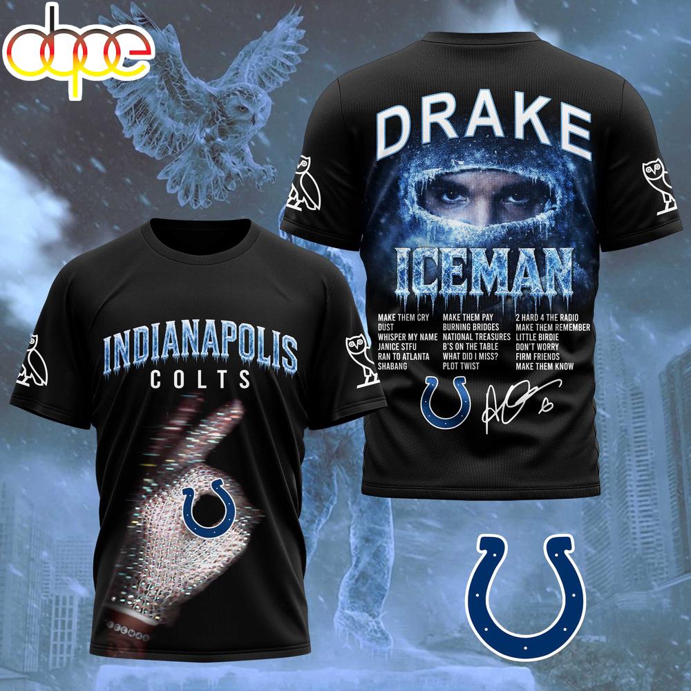 Indianapolis Colts NFL Drake Ice Man 3D T-Shirt For Fans Indianapolis Colts NFL Drake Ice Man 3D T-Shirt For Fans