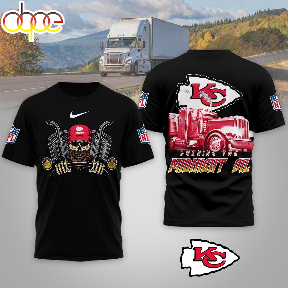 Kansas City Chiefs NFL Truck Driver Burn The Midnight Oil 3D T-Shirt Kansas City Chiefs NFL Truck Driver Burn The Midnight Oil 3D T-Shirt
