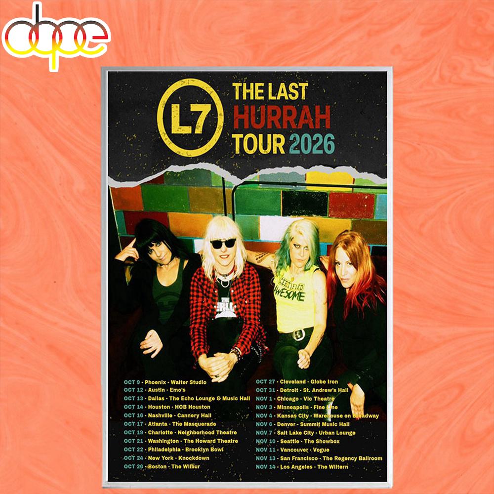 L7 The Band World Tour 2026 Poster Canvas L7 The Band World Tour 2026 Poster Canvas
