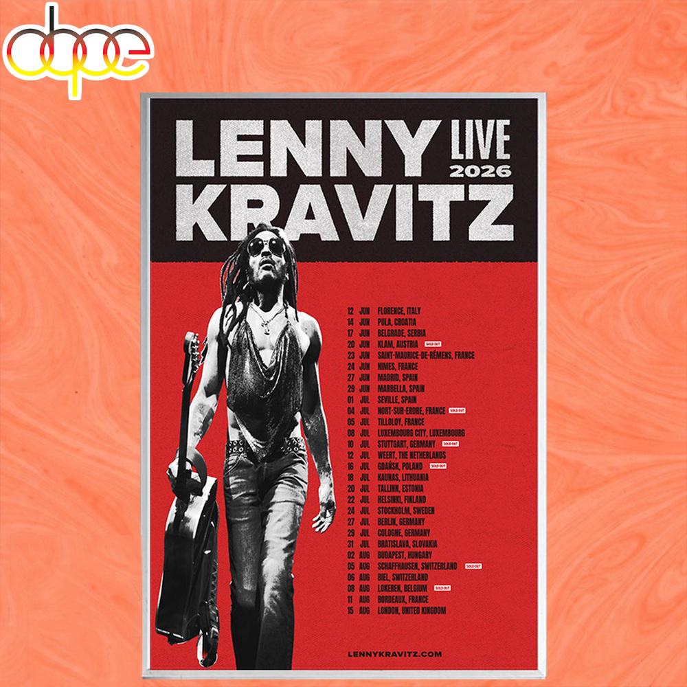 Lenny Kravitz Summer Tour 2026 Poster Canvas Lenny Kravitz Summer Tour 2026 Poster Canvas