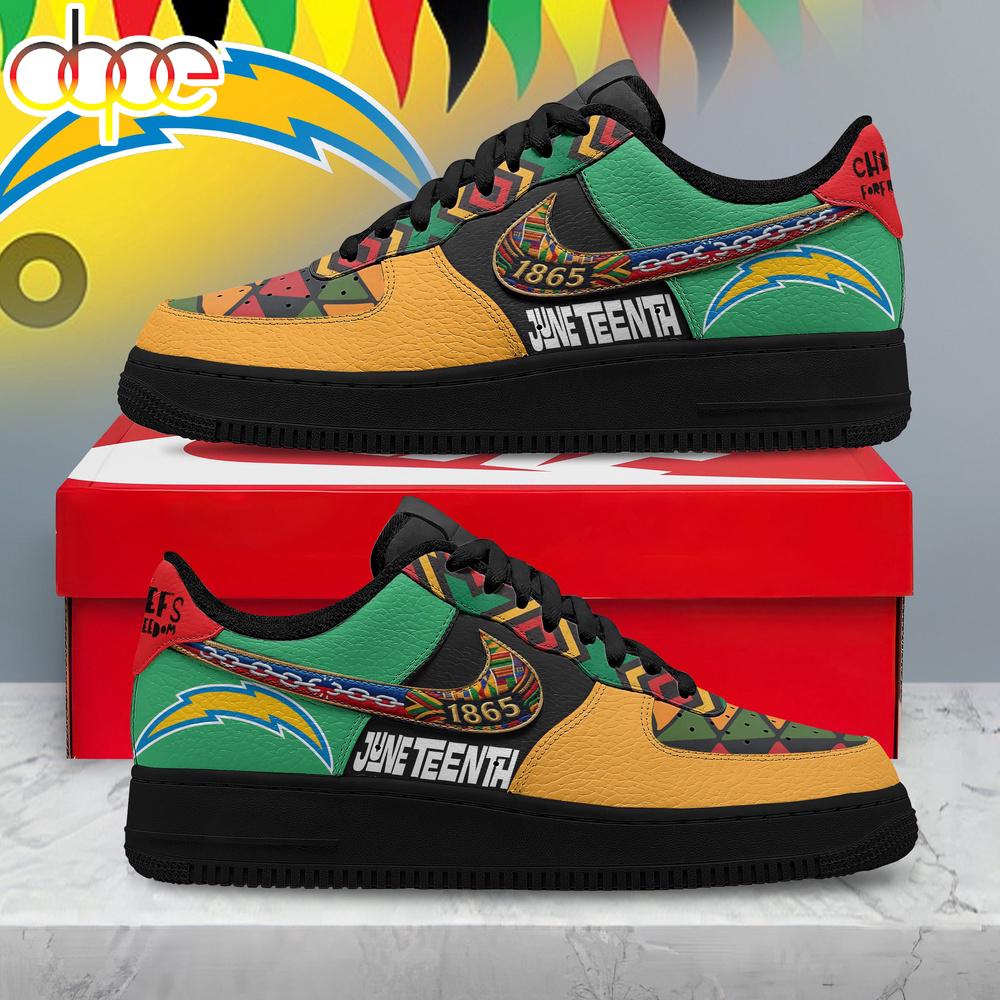 Los Angeles Chargers NFL Juneteenth Air Force 1 Shoes For Fans