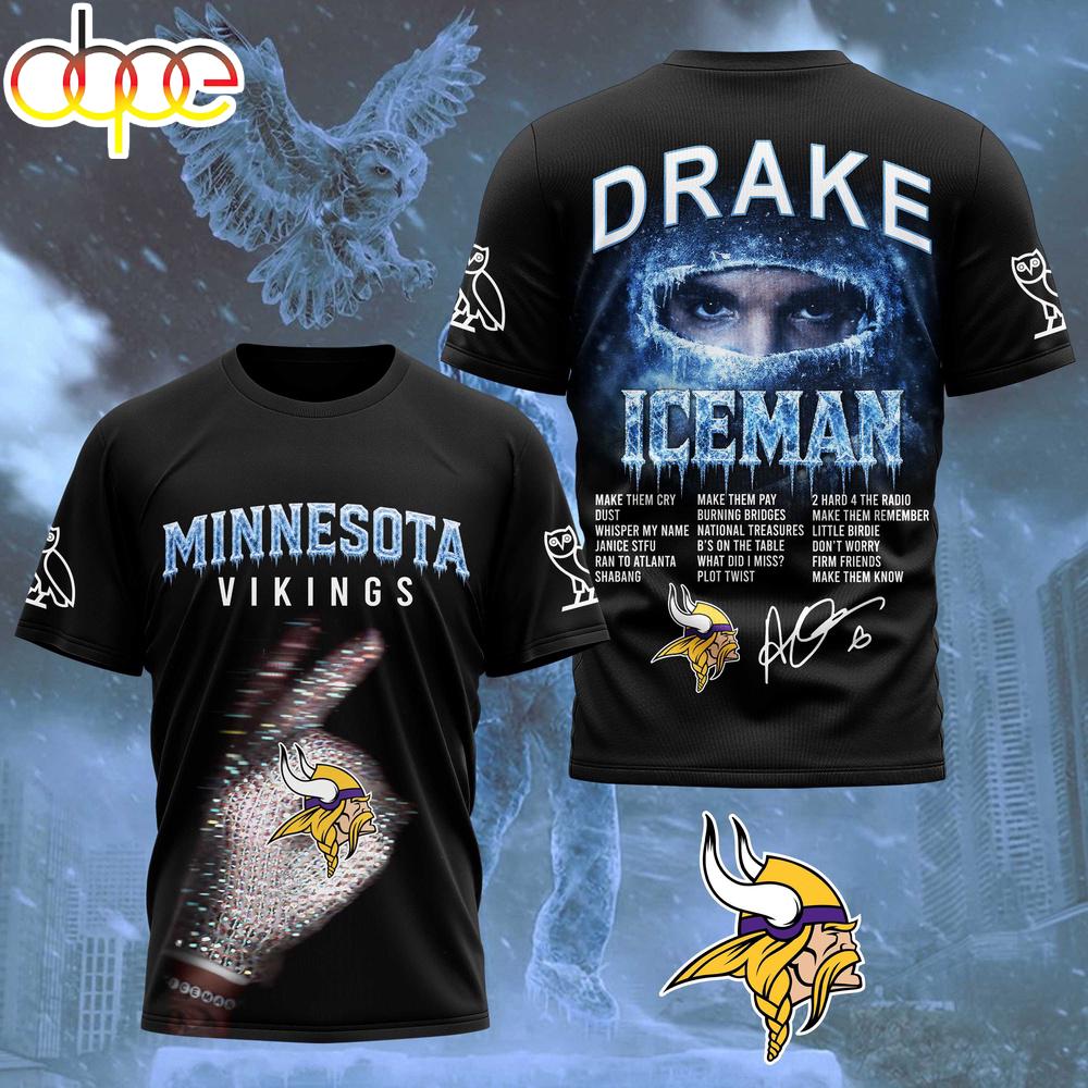 Minnesota Vikings NFL Drake Ice Man 3D T-Shirt For Fans Minnesota Vikings NFL Drake Ice Man 3D T-Shirt For Fans