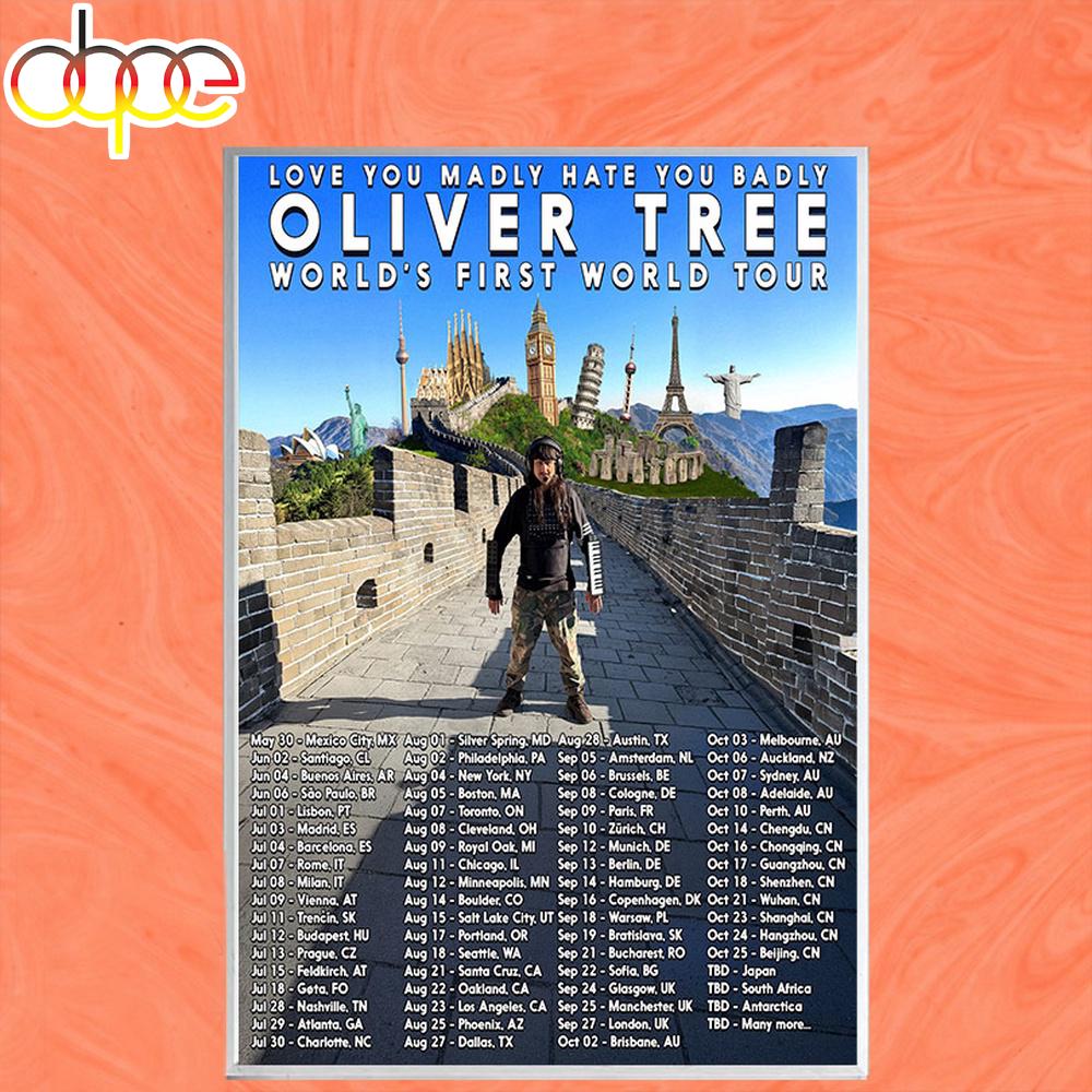 Oliver Tree The World First World Tour 2026 Poster Canvas Oliver Tree The World First World Tour 2026 Poster Canvas