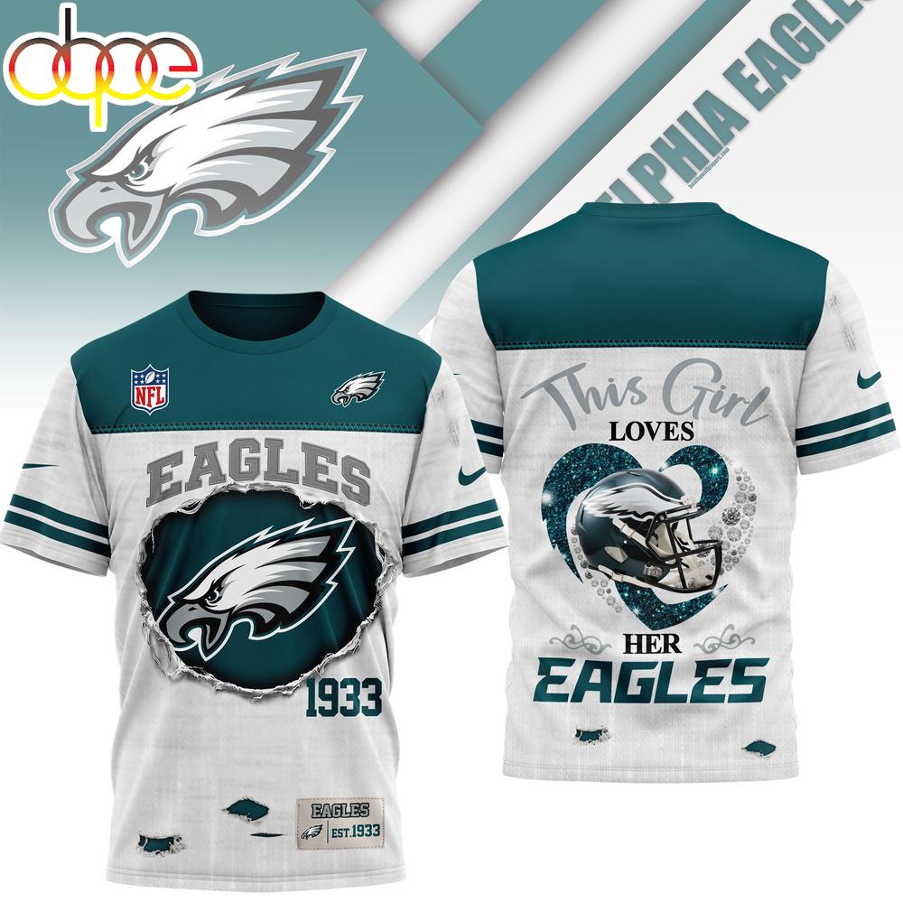 Philadelphia Eagles NFL Girl Heart & Helmet 3D T-Shirt For Fans Philadelphia Eagles NFL Girl Heart & Helmet 3D T-Shirt For Fans