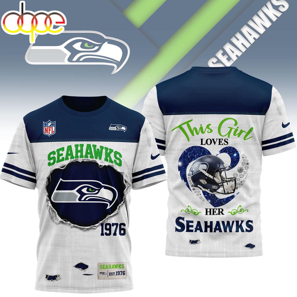 Seattle Seahawks NHL Girl Heart & Helmet 3D T-Shirt For Fans Seattle Seahawks NHL Girl Heart & Helmet 3D T-Shirt For Fans