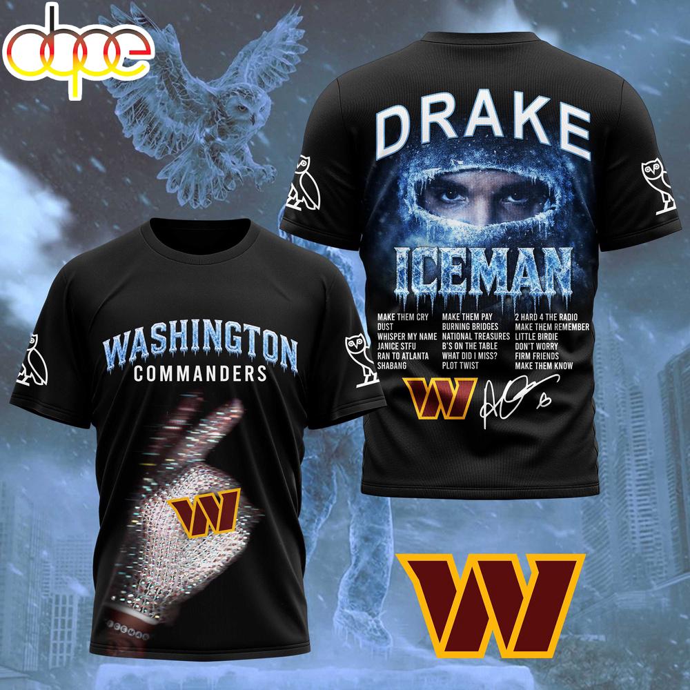 Washington Commanders NFL Drake Ice Man 3D T-Shirt For Fans