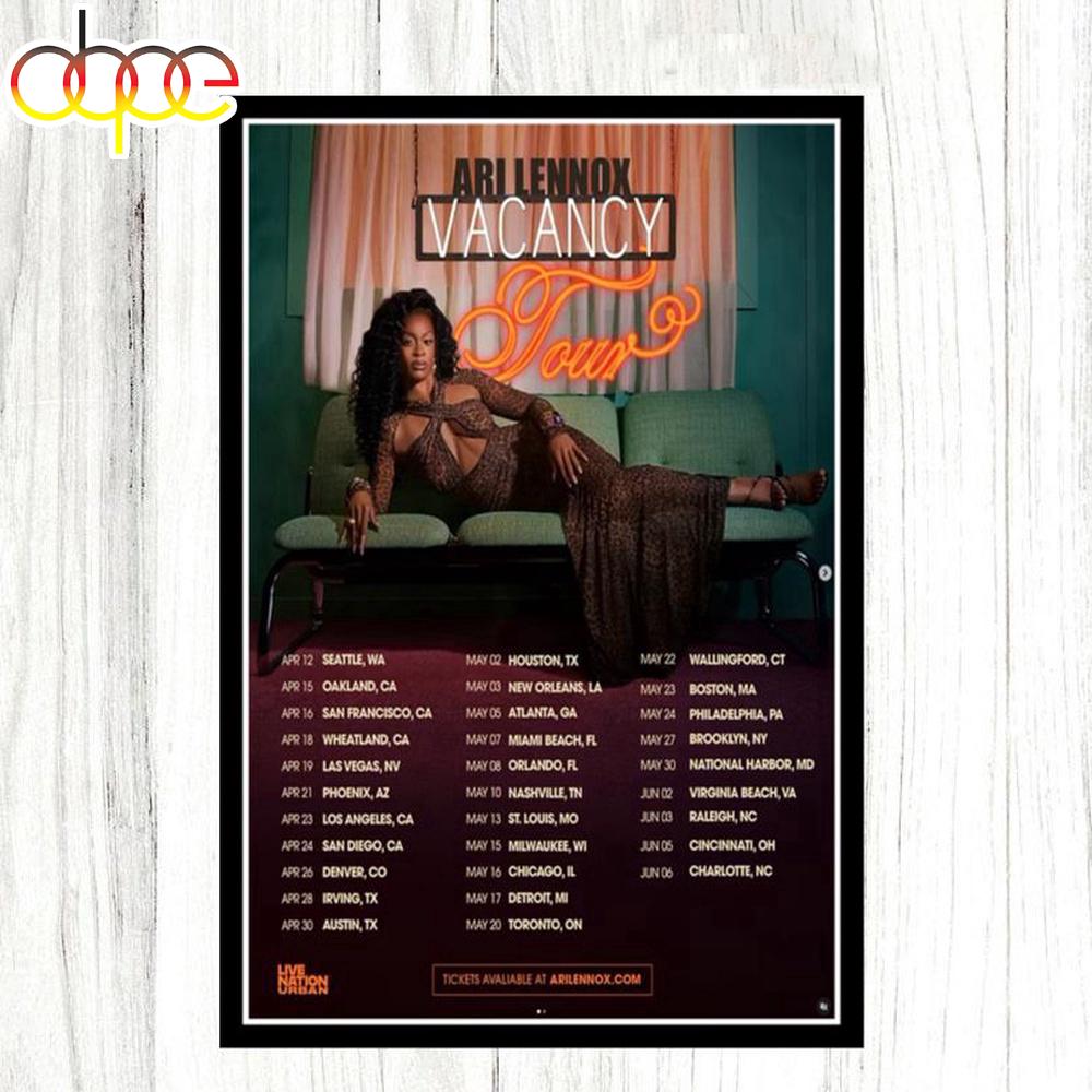 Ari Lennox Vacancy tour 2026 Poster Canvas Ari Lennox Vacancy tour 2026 Poster Canvas