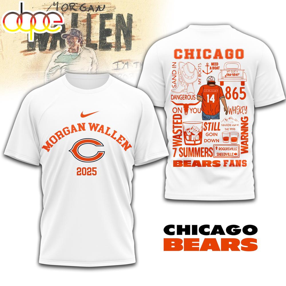 Chicago Bears NFL Morgan Wallen 3D T-Shirt Chicago Bears NFL Morgan Wallen 3D T-Shirt