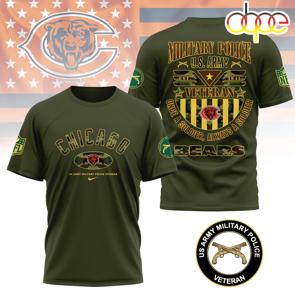 Chicago Bears US Army Military Police Veteran 3D T-Shirt Chicago Bears US Army Military Police Veteran 3D T-Shirt