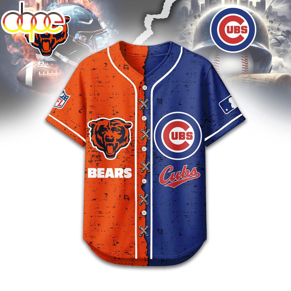 Chicago Bears x Chicago Cubs Baseball Jersey Shirt