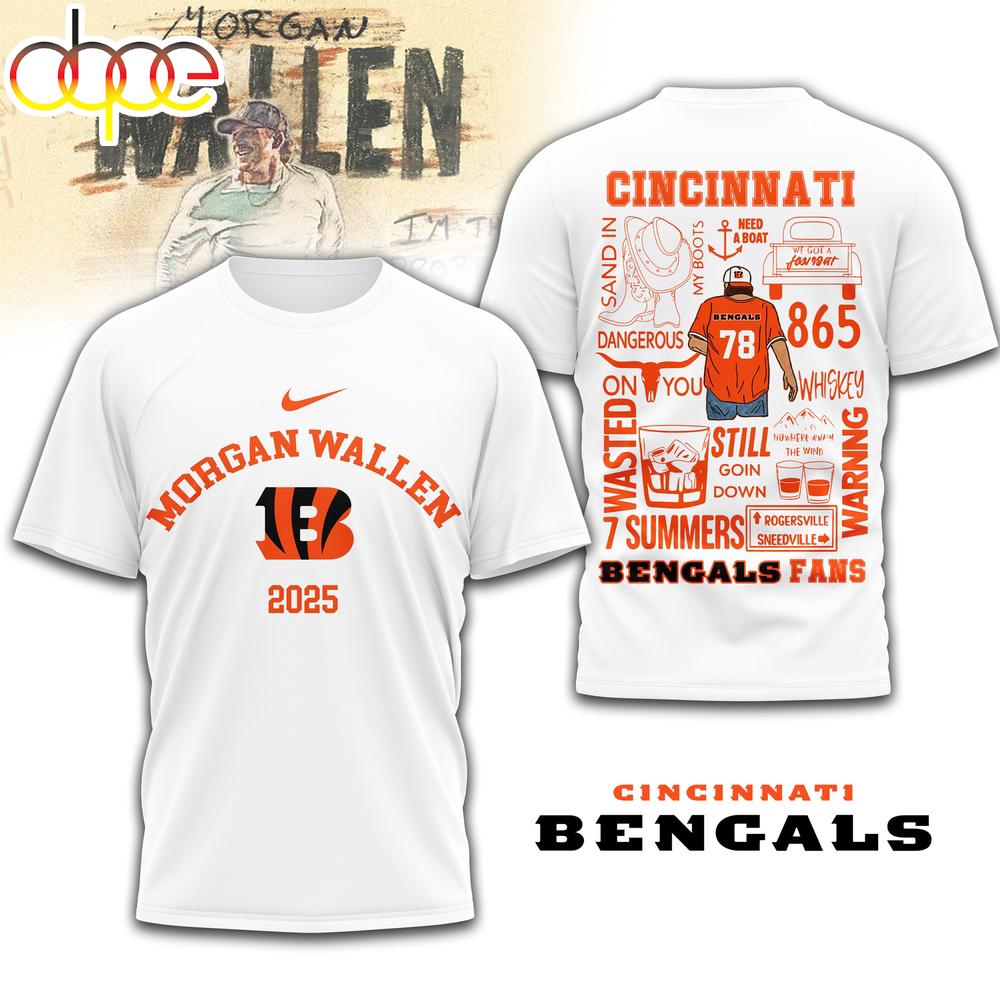 Cincinnati Bengals NFL Morgan Wallen 3D T-Shirt Cincinnati Bengals NFL Morgan Wallen 3D T-Shirt
