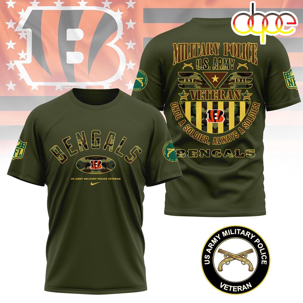 Cincinnati Bengals US Army Military Police Veteran 3D T-Shirt Cincinnati Bengals US Army Military Police Veteran 3D T-Shirt