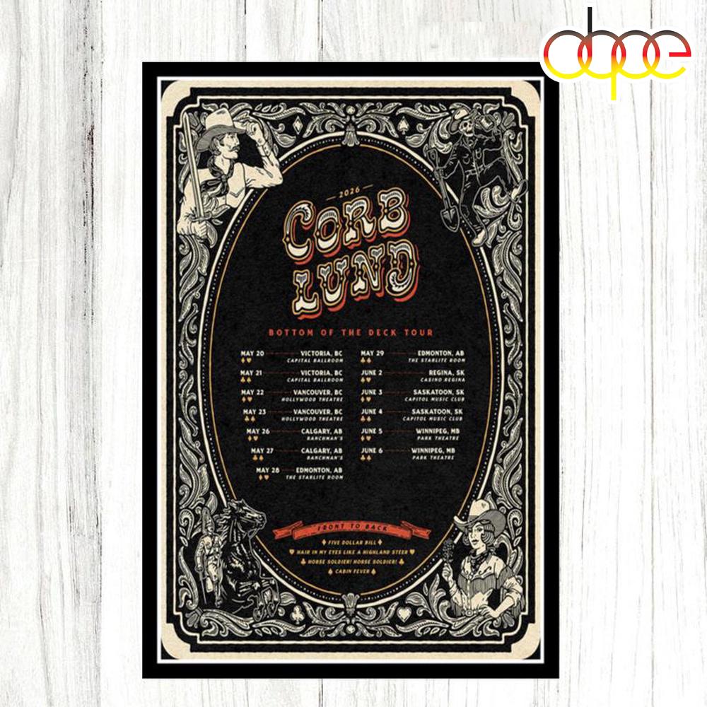 Corb Lund Bottom Of The Deck Tour 2026 Poster Canvas