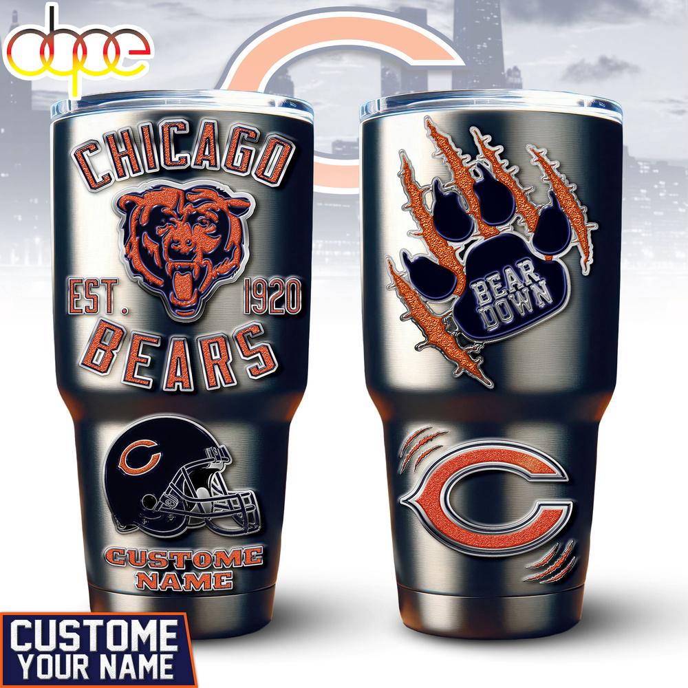 Custom Name Chicago Bears Mascot Tumbler For Fans Custom Name Chicago Bears Mascot Tumbler For Fans