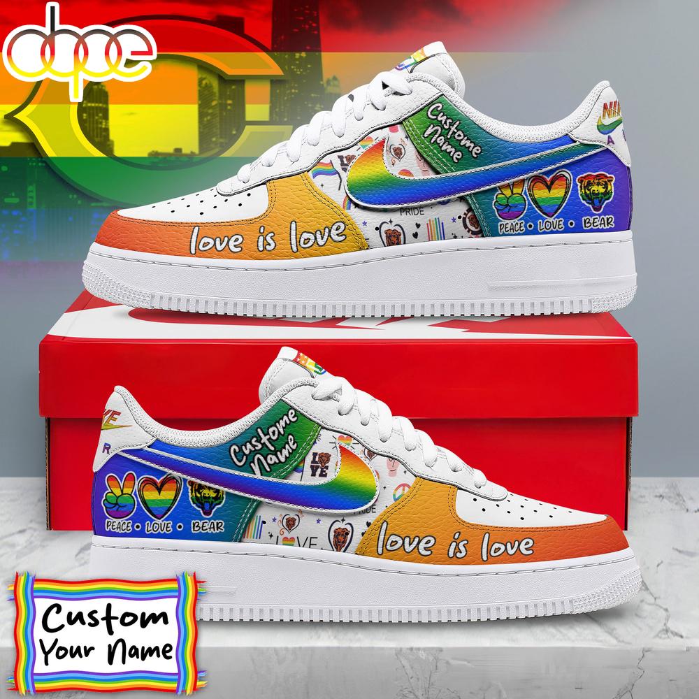 Custom Name Chicago Bears NFL Team Air Force 1 Shoes For Fans
